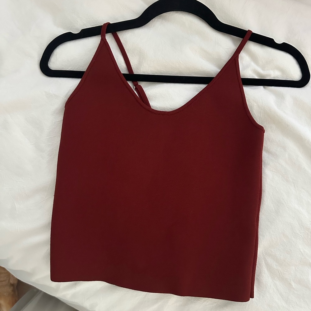 A.L.C. Women's Rust Red Sweater Cropped Spaghetti Strap Top